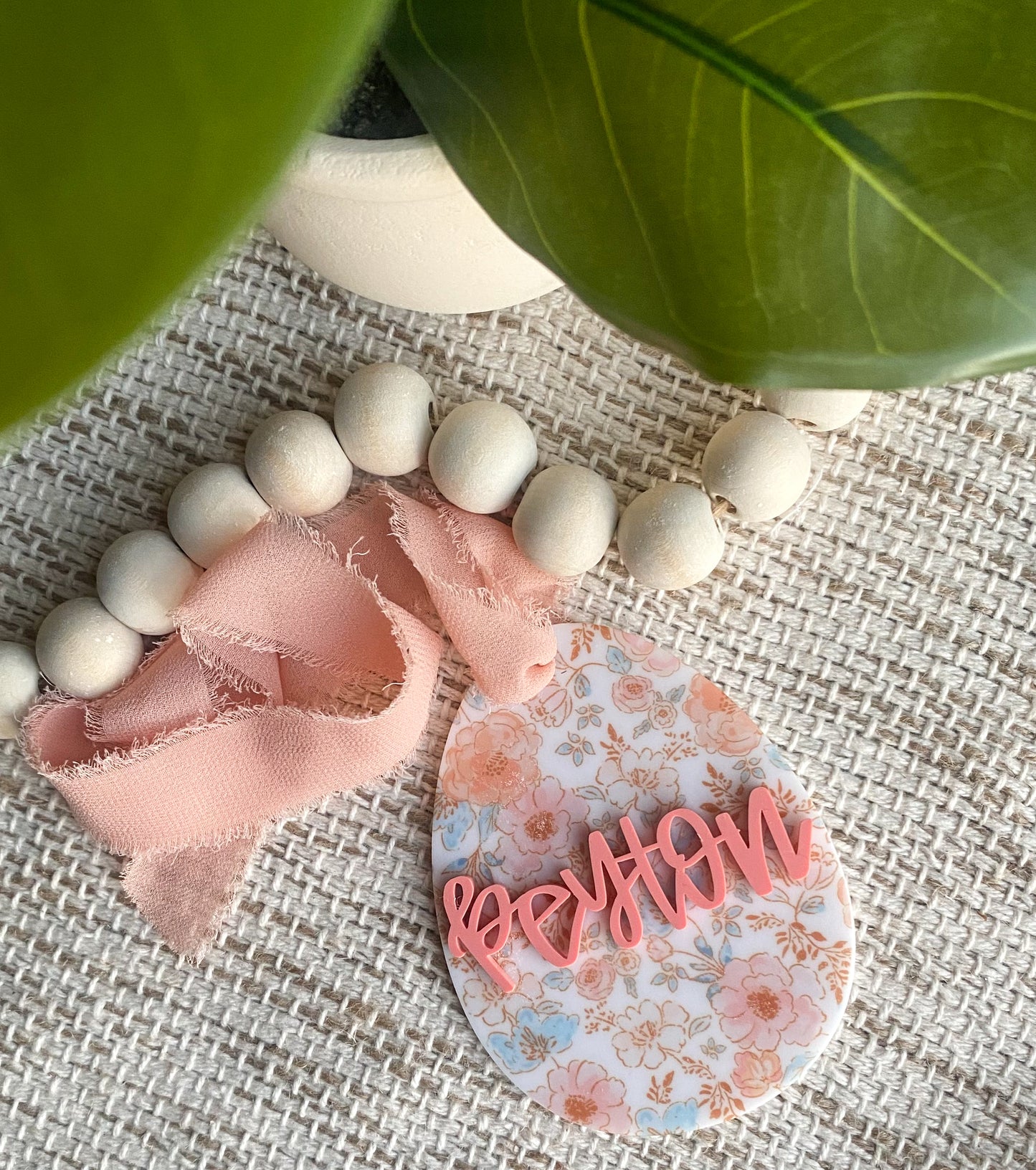 Personalized Boho Floral Acrylic Egg Tag