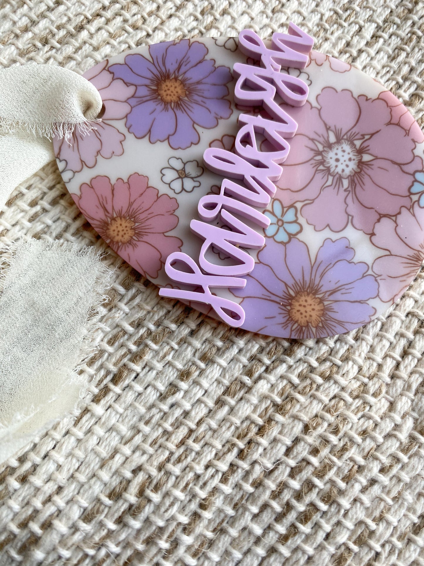 Personalized Boho Floral Acrylic Egg Tag
