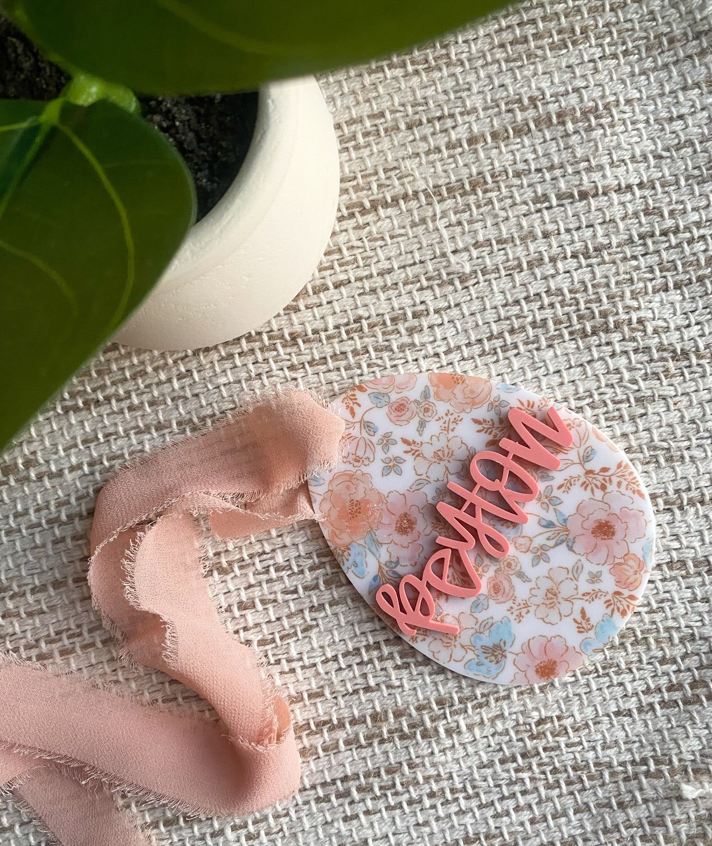 Personalized Boho Floral Acrylic Egg Tag